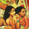 Figurative acrylic painting titled 'Friends', 48x36 inch, by artist Shankar Devarukhe on Canvas