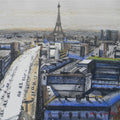 Cityscape mixed media painting titled 'From 20th Floor In Paris', 22x28 inches, by artist Bipul Roy on Paper