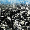 Cityscape printmaking titled 'From The Birds Eye', 23x15 inches, by artist Attri Chetan on Woodcut