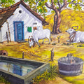 Front Of Village House' landscape watercolor painting by artist Manohar Raja, 12x17 inch, on paper