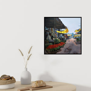 In-situ view of Prashant Kulkarni's 'Fruit Seller' painting in a room