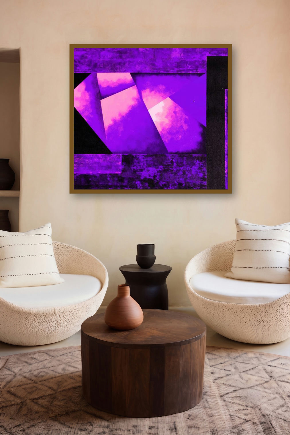 Fuchsia Range (Violet Synthesis) by artist Manju Lamba displayed in a Curated gallery