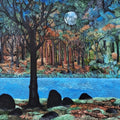 Landscape acrylic painting titled 'Full Moon', 32x48 inch, by artist Awdhesh Bajpai on Canvas