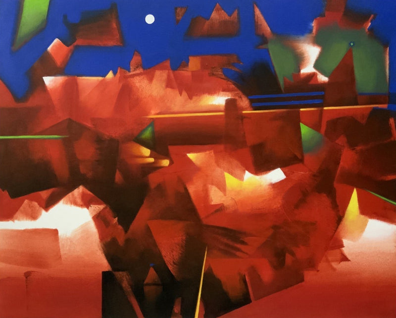 Full Moon' abstract acrylic painting by artist Divyesh Bagdawala, 24x30 inch, on canvas