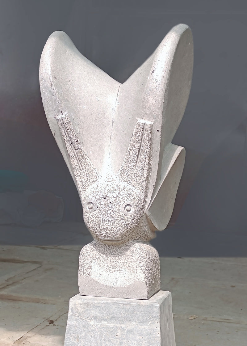 Fulpakhru' animals Black Basalt Stone sculpture by artist Hariram Phad, 30x12 inch, on black basalt stone