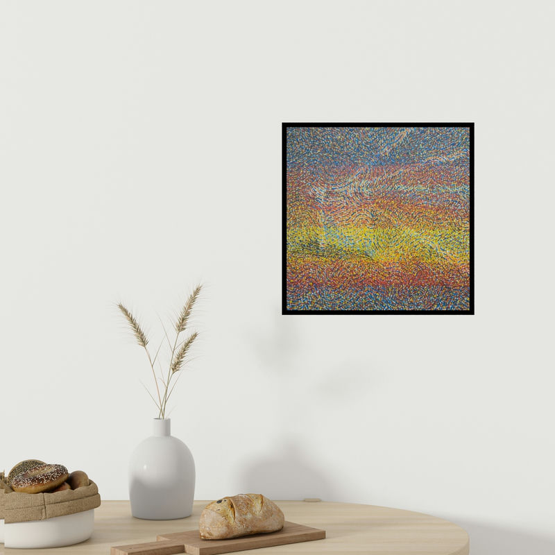 In-situ view of Amit Kshirsagar's 'Functional Object (Sun-Kissed Horizon)' painting in a room