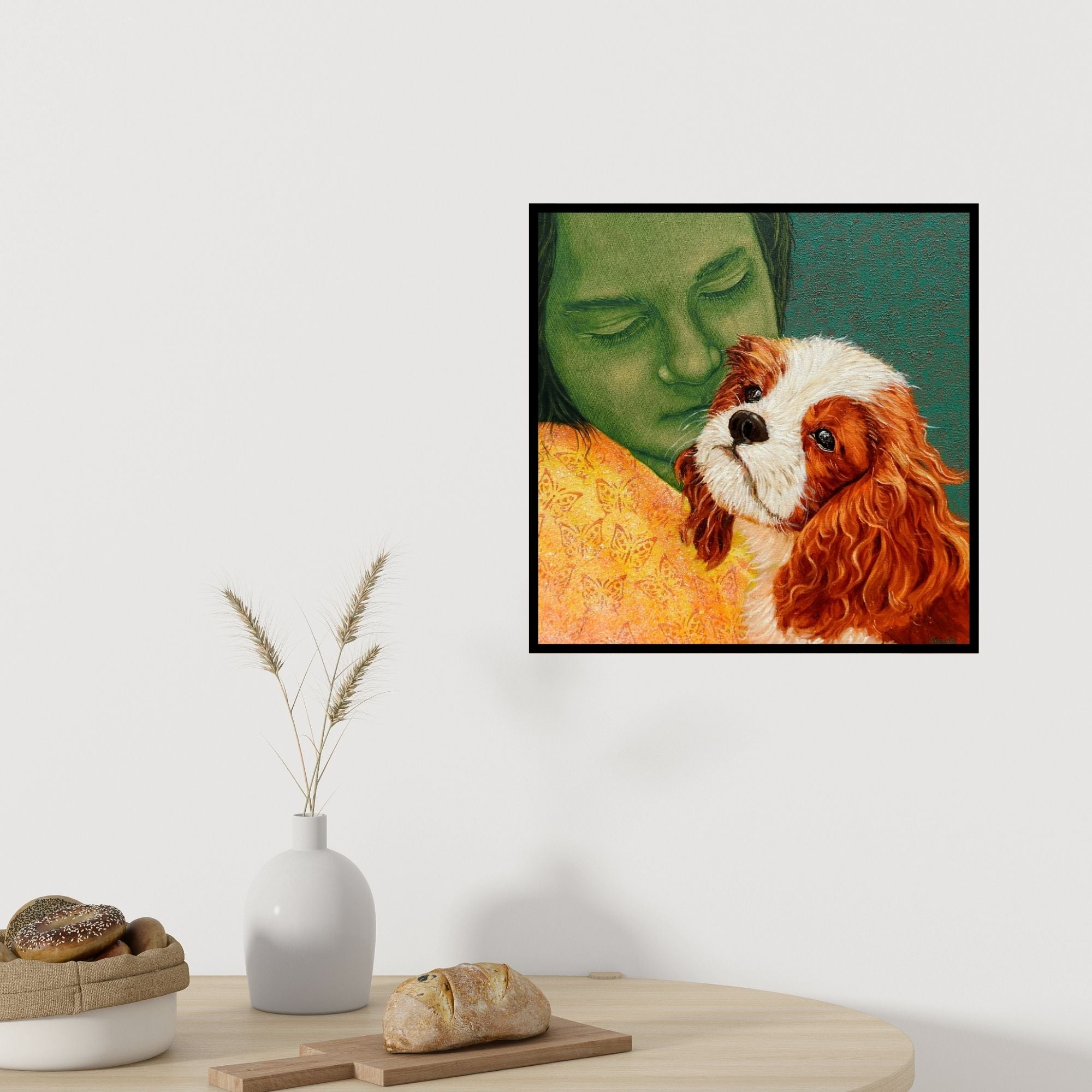 In-situ view of Deepali S's 'Furry Ball Of Love' painting in a room