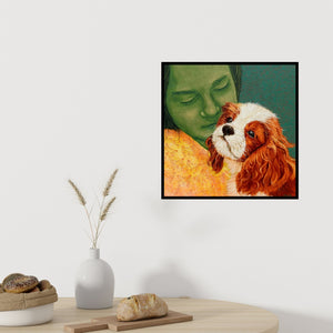 In-situ view of Deepali S's 'Furry Ball Of Love' painting in a room