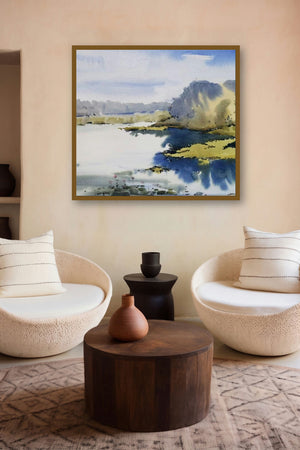 Futala Lake (Waterside Reverie) by artist Ghanshyam Dongarwar displayed in a Indian Art gallery