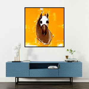 'The Future Is Bright' painting by Aditya Shirke shown on a wall in a furnished room.