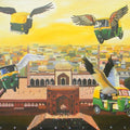 Fantasy acrylic painting titled 'Future Delhi', 48x60 inches, by artist Bipul Roy on Canvas