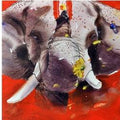 Animals acrylic painting titled 'Gaj Krida', 12x12 inches, by artist Bhaskar Mandolu on Canvas