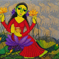 Gaj Lakshmi' religious acrylic painting by artist Prakash Deshmukh, 36x48 inch, on canvas