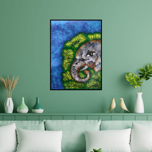 Preview of 'Gaja 11 1' Painting by Sreya Gupta shown on a wall in a furnished room.