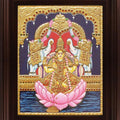 Religious tanjore traditional art titled 'Gaja Lakshmi Tanjore Painting', 24x18 inches, by artist Myangadi Tanjore on Plywood