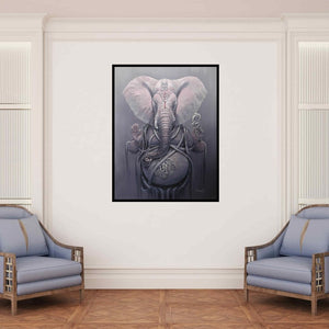 In-situ view of Bijay Biswaal's 'Gajanan Ii' painting in a room