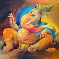 Religious oil painting titled 'Gajanana', 34x42 inch, by artist Namdev M Patil on Canvas