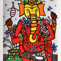 Religious reverse serigraph painting titled 'Gajanand', 32x24 inches, by artist Madhvi Parekh on Acrylic