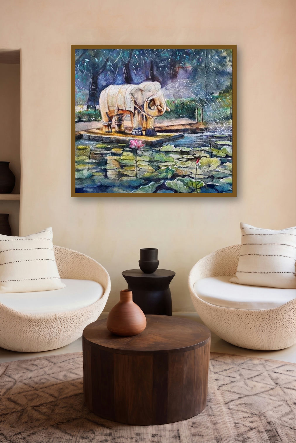 Gajraj (Tranquil Oasis) by artist Jitendra Divte displayed in a Contemporary gallery