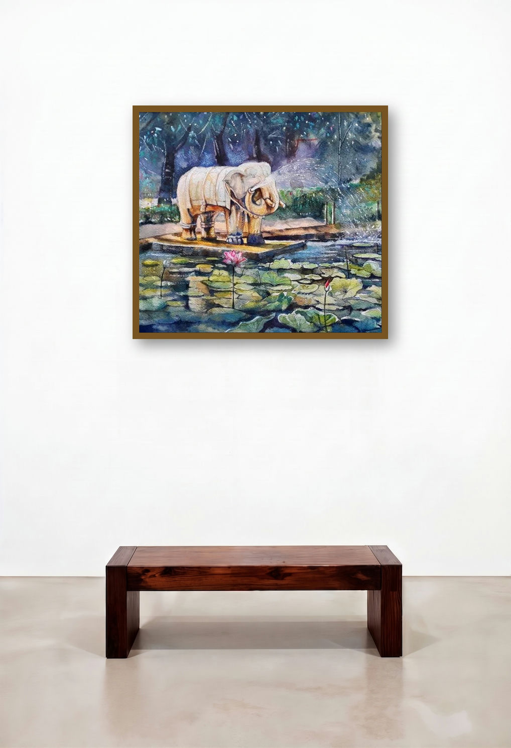 Gajraj (Tranquil Oasis) by artist Jitendra Divte displayed in a Elegant Library