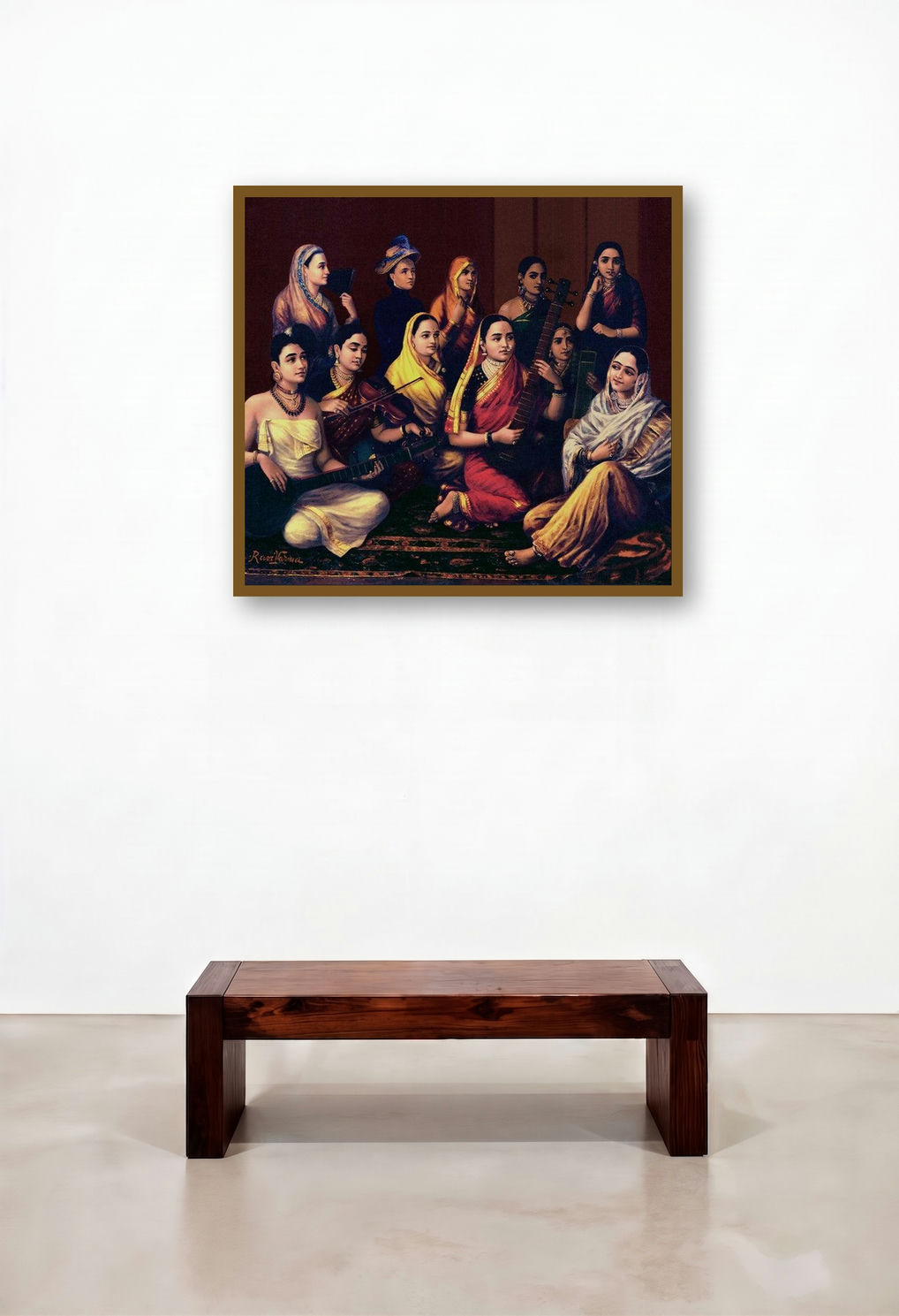 Galaxy Of Musicians (A Symphony of Talent) by artist Raja Ravi Varma displayed in a Eclectic Family Room