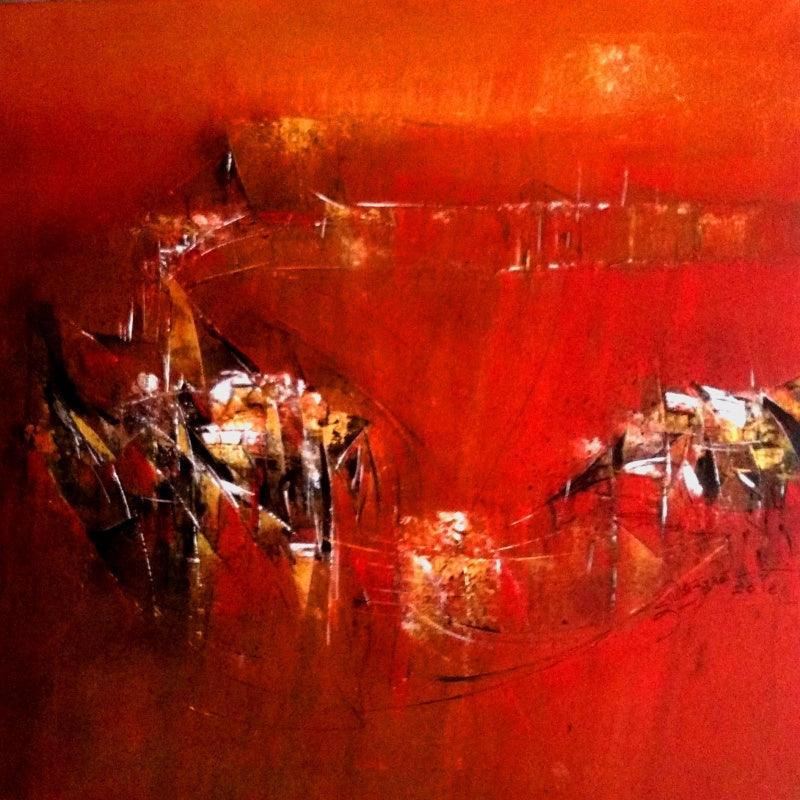 Abstract acrylic painting titled 'Gallery Img', 24x24 inches, by artist Dnyaneshwar Dhavale on canvas