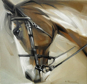 Galloping Horse by D Tiroumale, Original Acrylic Animal Painting on Canvas, X-Small Square Wall Art