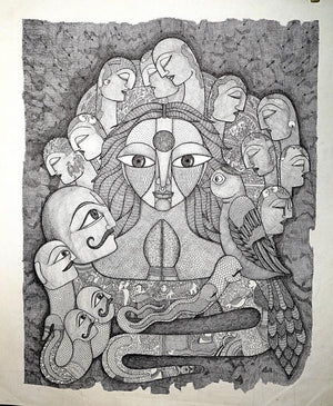 Gambler (The Divine Feminine) by Meenakshi Jha Banerjee, Original Acrylic Figurative Painting on Canvas, Medium Vertical Wall Art