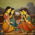 'A Game Of Ludo' figurative acrylic painting by artist Sumon Naskar, 30x24 inch, on canvas