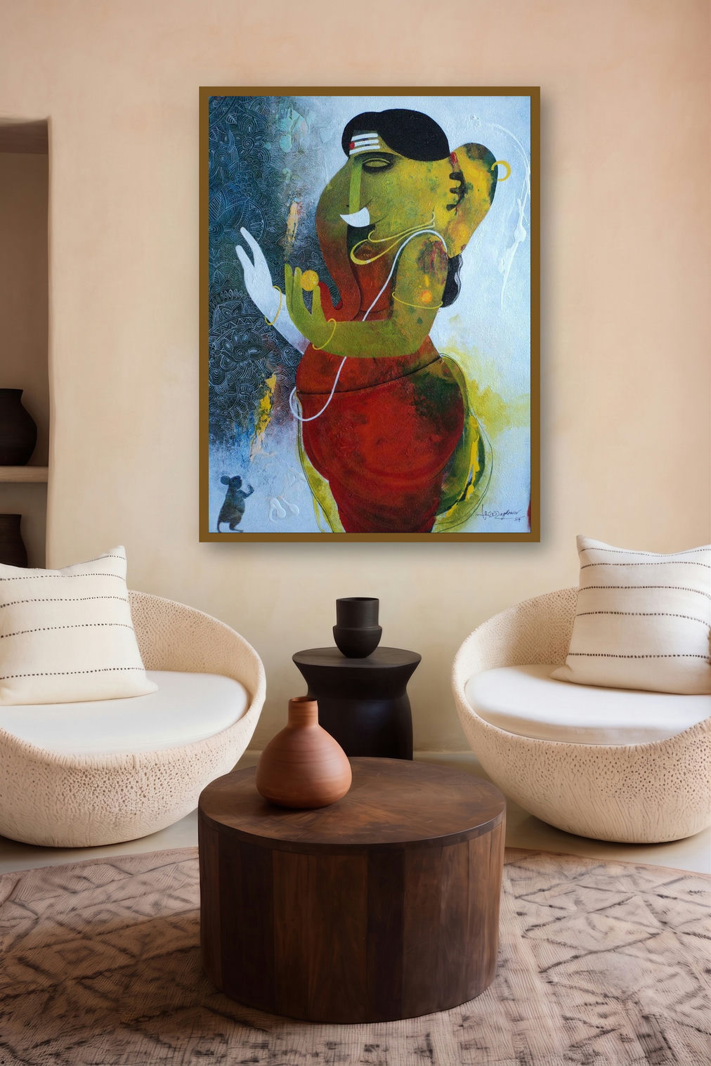 Ganapati (Blessings of Abundance) by artist Appam Raghavendra displayed in a Contemporary Exhibition gallery