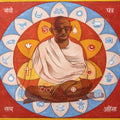 Figurative acrylic painting titled 'Gandhi Yantra', 44x44 inches, by artist Balaji Ubale on Canvas