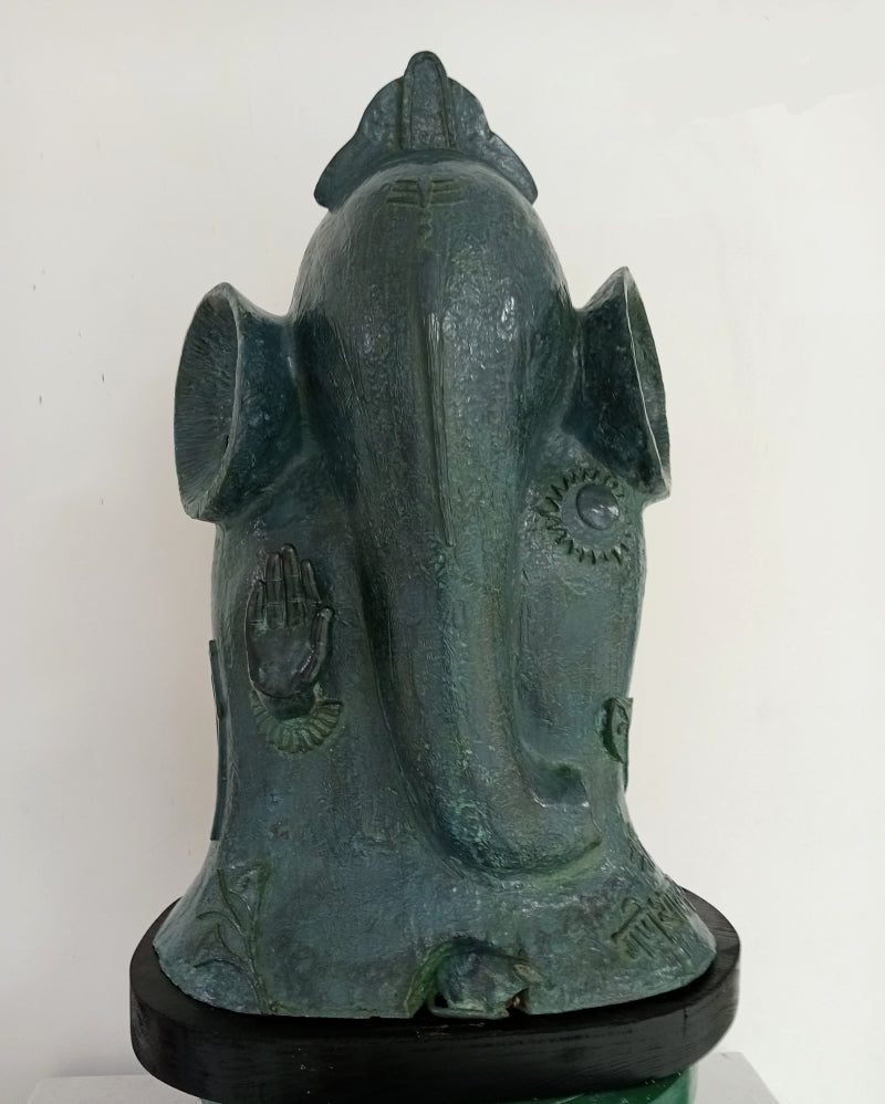 Ganesh 2' religious Bronze sculpture by artist Roy Chandan, 21x13 inch, on bronze
