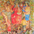 Religious serigraphs painting titled 'Ganesh Janani', 30x22 inch, by artist Sakti Burman on Paper