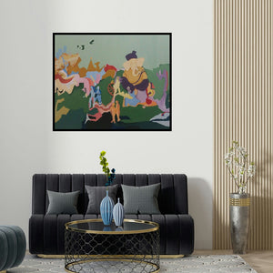 'Ganesh Ji (Urban Ganesha)' painting by Kamlesh Patidar shown on a wall in a furnished room.