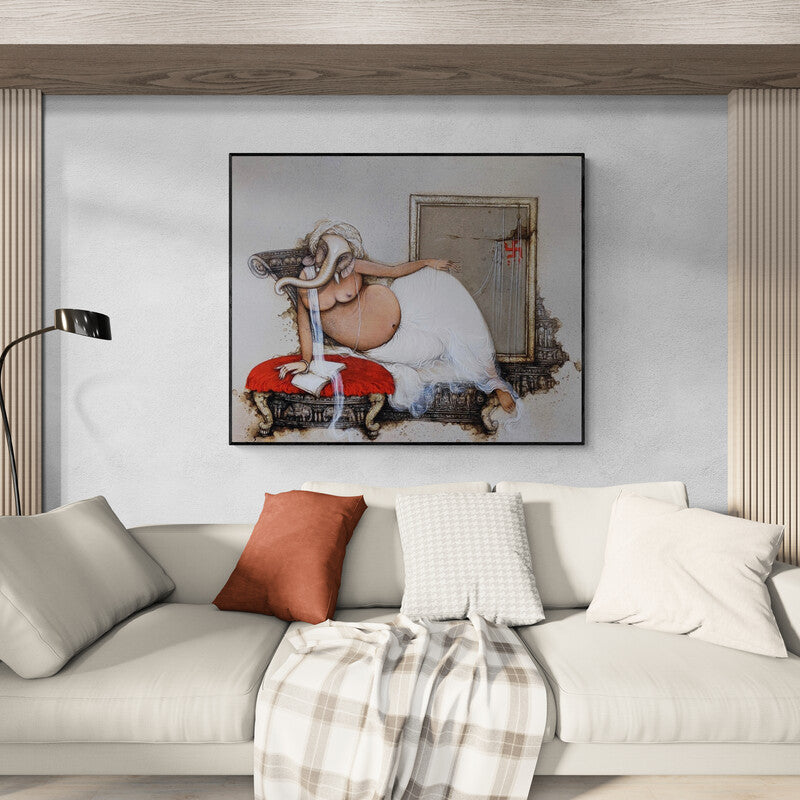 In-situ view of Mintu Mallick's 'Ganesha' painting in a room