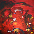 Ganesha' religious oil painting by artist Vinoda Revansiddaiah, 36x36 inch, on canvas