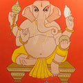 Ganesha' religious tempera painting by artist Lalu Prasad Shaw, 26x22 inch, on board