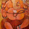 'Ganesha' religious mixed-media painting by artist Subrata Ghosh, 40x20 inch, on canvas