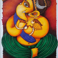 'Ganesha' religious acrylic-charcoal painting by artist Arvind R Mahajan, 30x22 inch, on paper