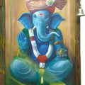 Ganesha' religious acrylic painting by artist Gopal Pardeshi, 52x34 inch, on canvas