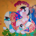 'Ganesha 12' religious acrylic painting by artist Pritam Chivate, 30x30 inch, on canvas