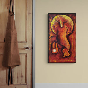 In-situ view of Vijaya Ved's 'Ganesha 2 (Might)' painting in a room