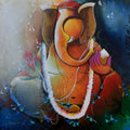 contemporary acrylic painting titled 'Ganesha 25', 30x30 inches, by artist Anupam Pal on canvas