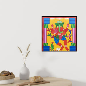 In-situ view of Thota Laxminarayana's 'Ganesha (Dancing Ganesha)' painting in a room