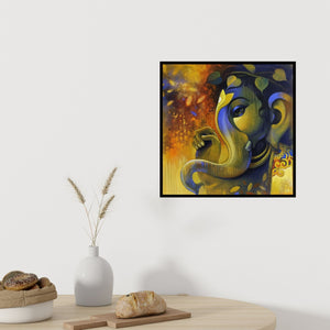 In-situ view of Sanjay Lokhande's 'Ganesha (Ganesh's Golden Gaze)' painting in a room