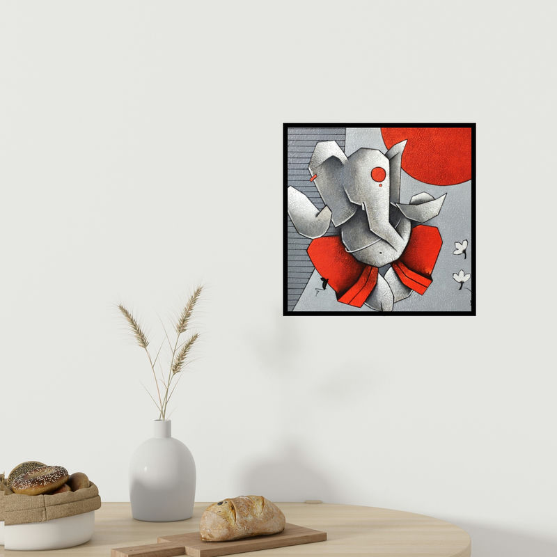 In-situ view of Paras Parmar's 'Ganesha 6 (Ganesha)' painting in a room