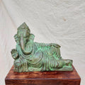 Ganesha' religious Brass, Metal sculpture by artist Rohan Sonavane, 14x15 inch, on brass, metal
