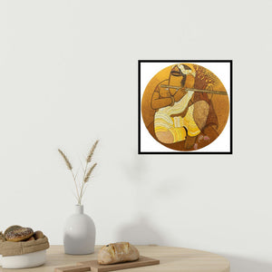 In-situ view of Siddharth Shingade's 'Ganesha (Krishna Playing Flute Under Tree)' painting in a room