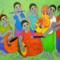Religious acrylic painting titled 'Ganesha Arrivel', 36x60 inches, by artist Dnyaneshwar Bembade on Canvas