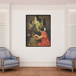 In-situ view of Kamal Rao's 'Ganesha Devotion' painting in a room